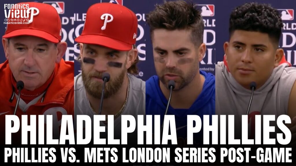Bryce Harper, Whit Merrfield, Ranger Suarez & Rob Thomson on Phillies London Series Win vs. Mets