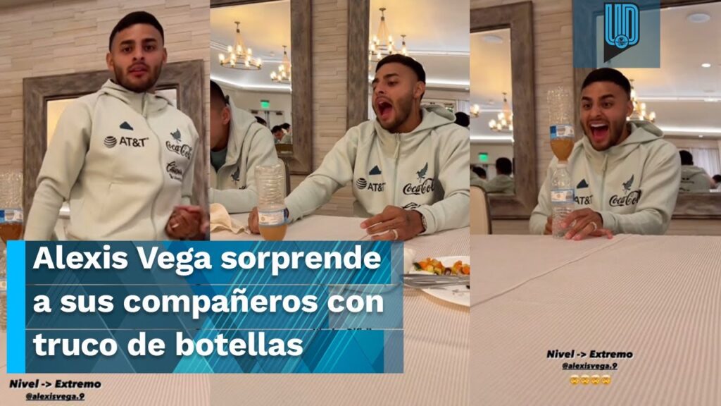 ¡Qué crack! Alexis Vega sorprende a sus compañeros de Selección Mexicana con truco de botellas