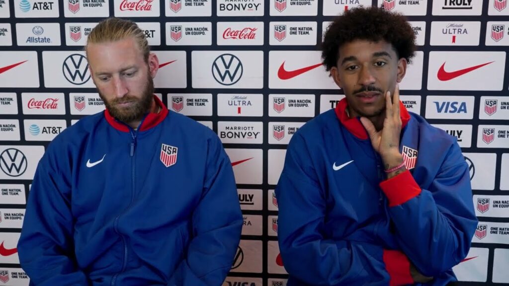 USMNT DEFENDERS TIM REAM & CHRIS RICHARDS; Team USA faces Brazil in a friendly match