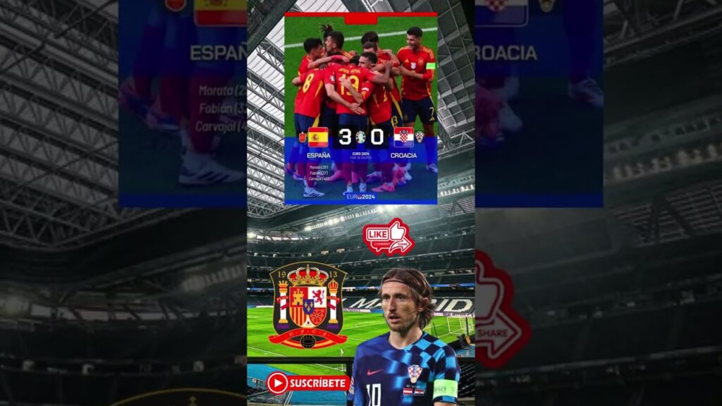 ESPAÑA 3-0 CROACIA CON GOLES DE MORATA, FABIAN RUIZ, DANI CARVAJAL EURO 2024