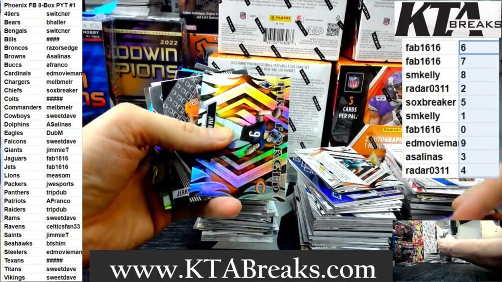 PICK YOUR TEAM #1 - 2023 PANINI PHOENIX FOOTBALL 8 HOBBY BOX 1/2 CASE BREAK