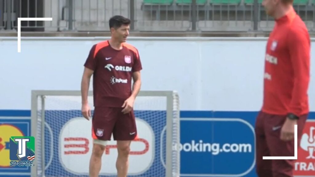ELIMINATED Poland and Robert Lewandowski go through the MOTIONS at practice to prepare for France