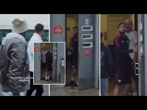 Bruno Fernandes angrily shouting on Fred and Alex Telles