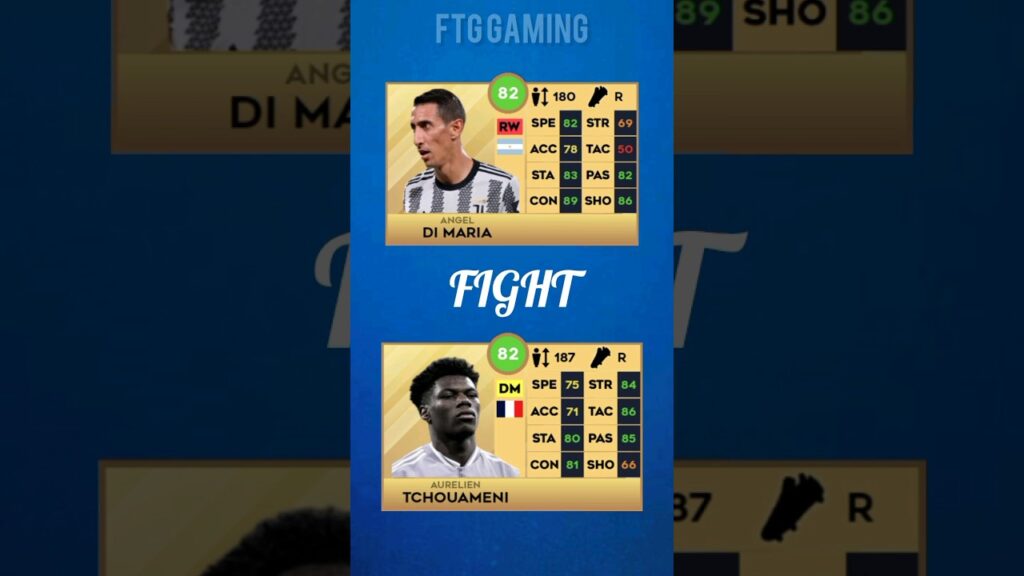 DLS 24 Angel Di Maria vs Airelien Tchouameni Fight Card Comparison #comparison #dlsgamer #shorts