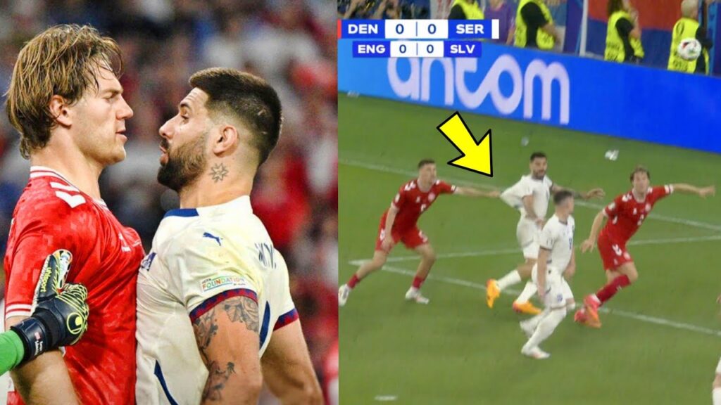 Aleksandar Mitrovic penalty disallowed against Denmark 😲😨