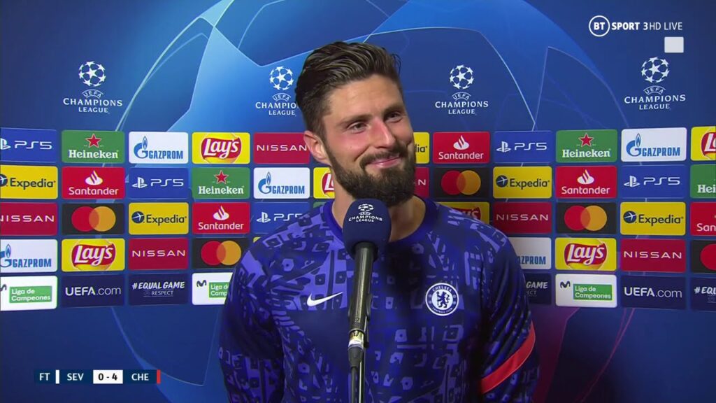 Olivier Giroud reacts to his FOUR GOALS vs Sevilla in the Champions League!