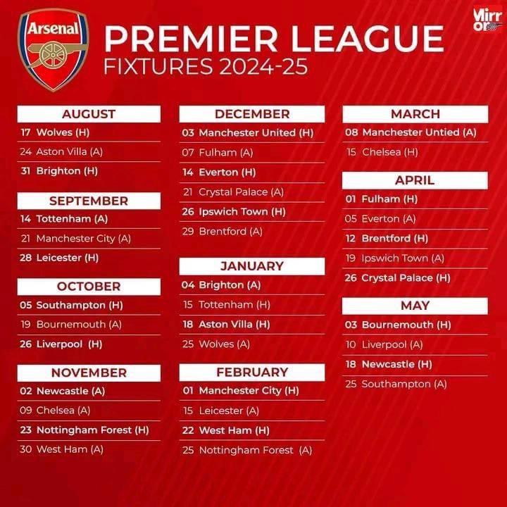 Next season match dates