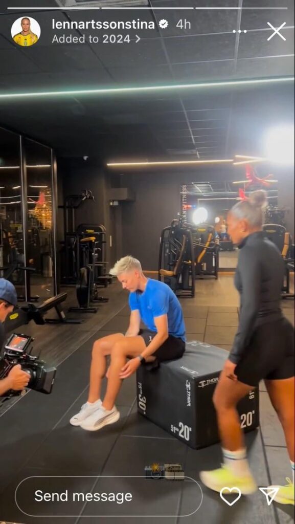 Lina Hurtig in Puma shoot with Madelen Janogy on Stina Lennartsson’s story. Janogy played against Ireland outside Stockholm yesterday and Lennartsson plays for Hammarby in Stockholm.