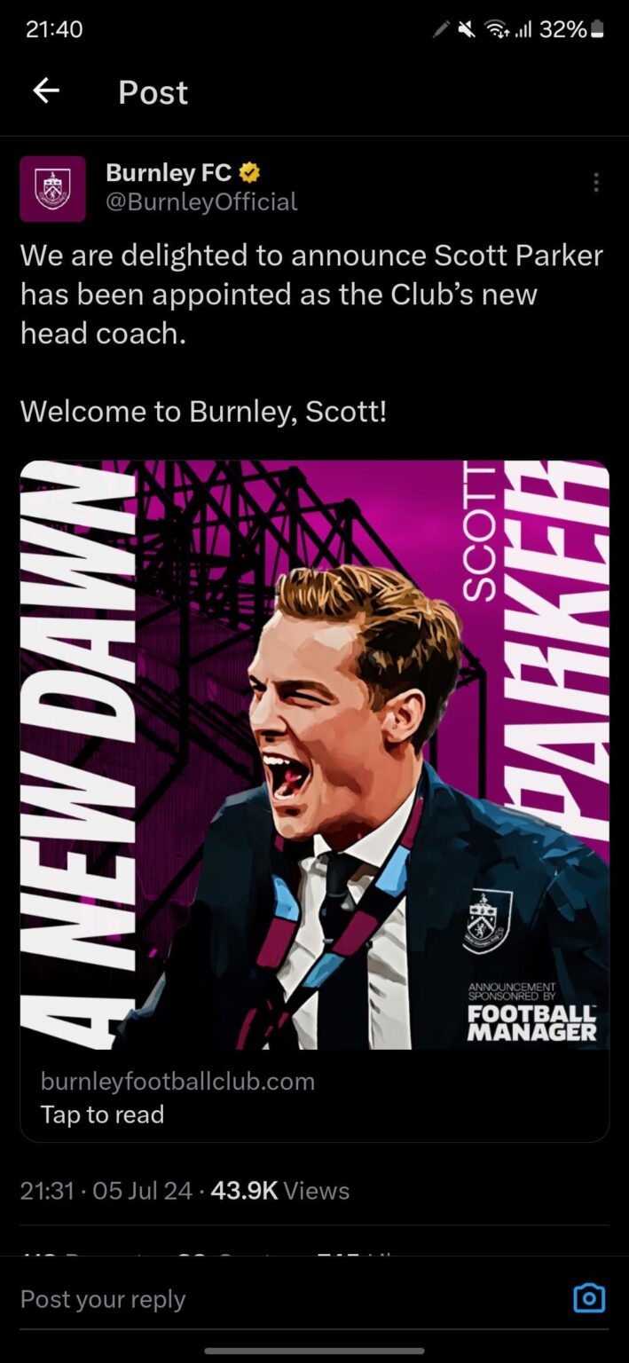 Scott Parker is burnleys new manager