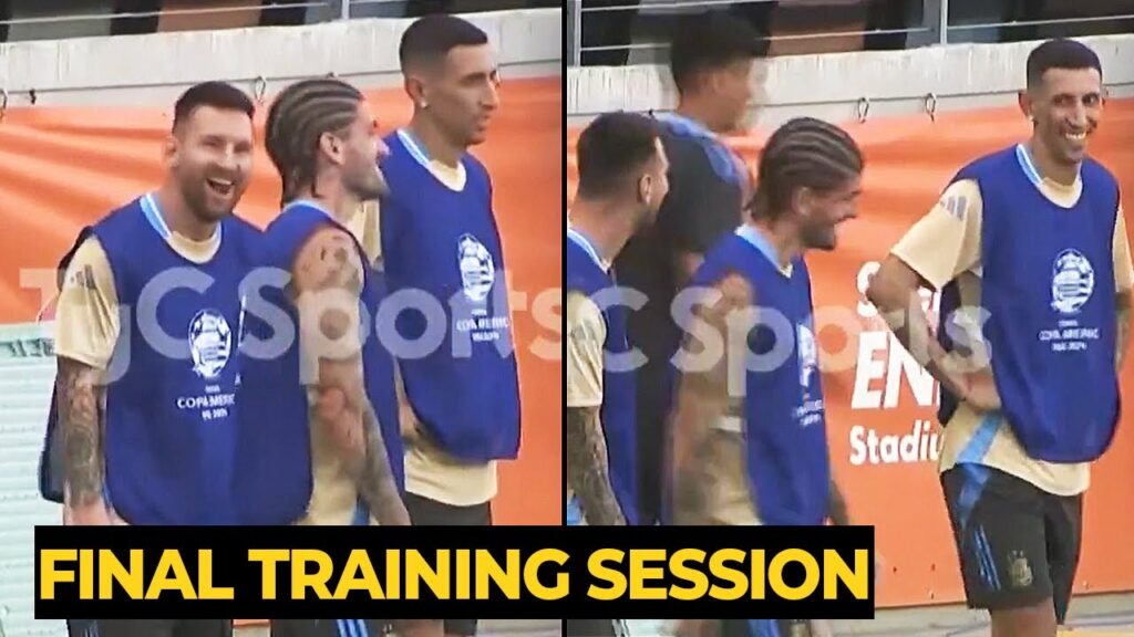 Messi enjoying Argentina final training joking with De Paul and Di Maria | Football News Today Messi enjoying Argentina final training joking with De Paul and Di Maria | Football News Today