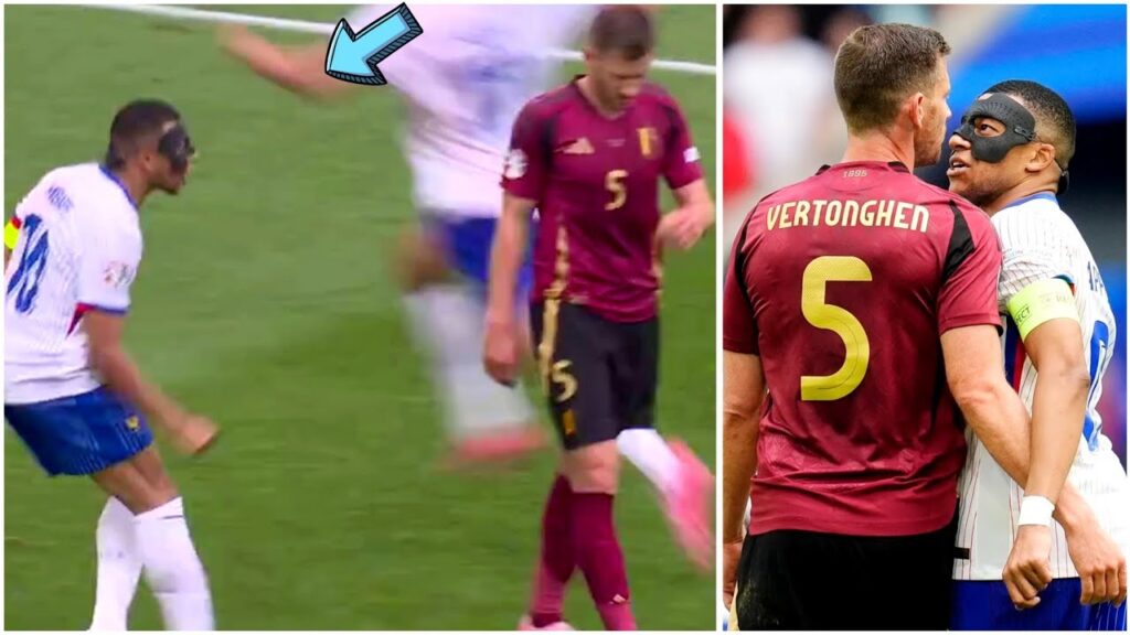 Kylian Mbappe celebrates in Jan Vertonghen face after he scored own goal vs France