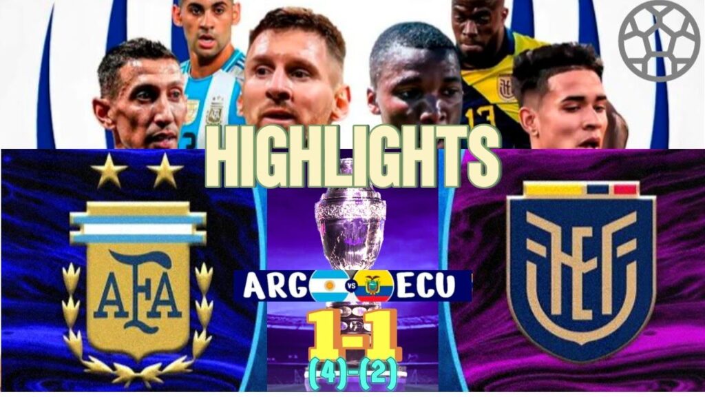 Argentina vs Ecuador 1(4)-1(2) - All Goals & Penalties and Highlights - Copa America 2024