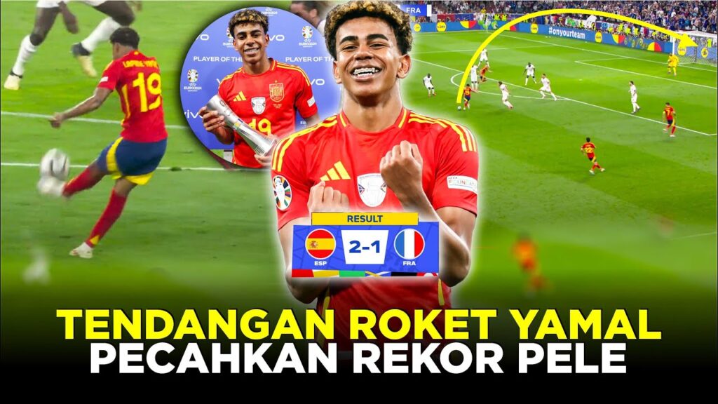 CETAK GOL GILA, LAMINE YAMAL PECAHKAN REKOR 66 TAHUN PELE BAWA SPANYOL CATATKAN SEJARAH BARU DI EURO