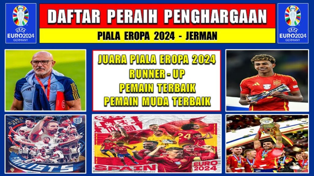 DAFTAR PERAIH PENGHARGAAN PIALA EROPA 2024 - SPANYOL JUARA - YAMAL MUDA TERBAIK