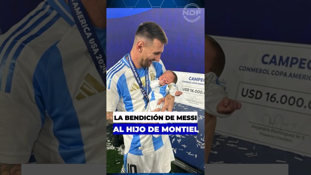 La bendición de Leo Messi al pequeño hijo de Gonzalo Montiel de tan solo un mes de vida 😍🏆