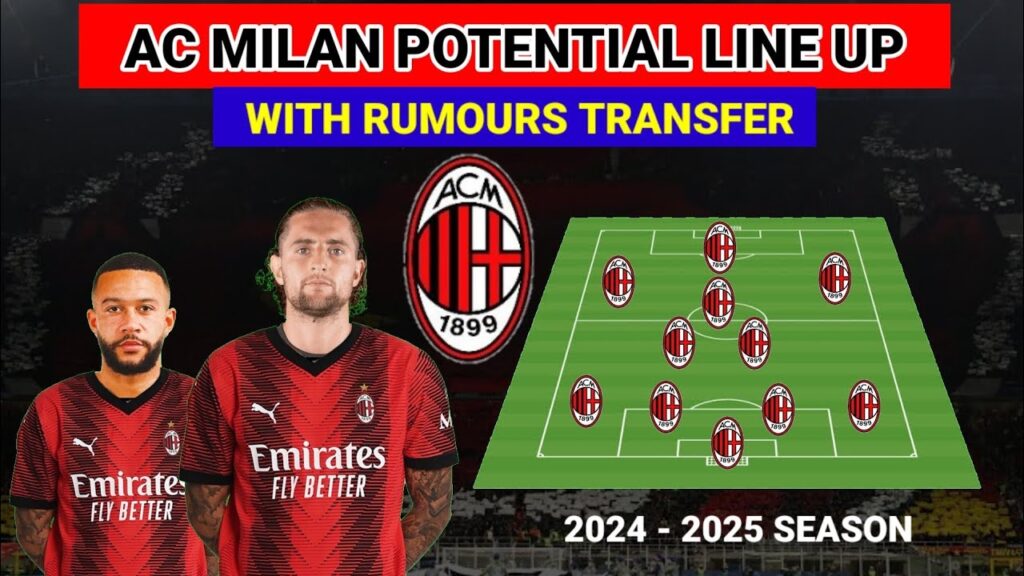 AC MILAN 2024/2025 POTENTIAL LINE UP WITH RUMOURS TRANSFERS RABIOT & MEMPHIS DEPAY ¬4-2-31 FORMATION