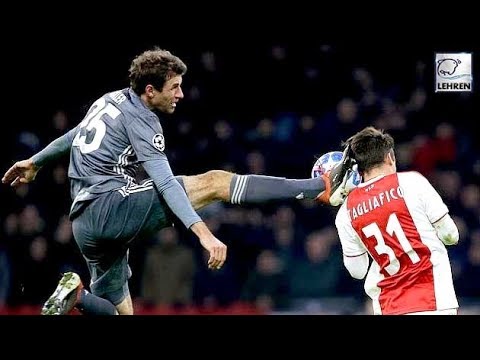 Thomas Muller Summons Inner Bruce Lee As He Kicks Nicolas Tagliafico On His Head