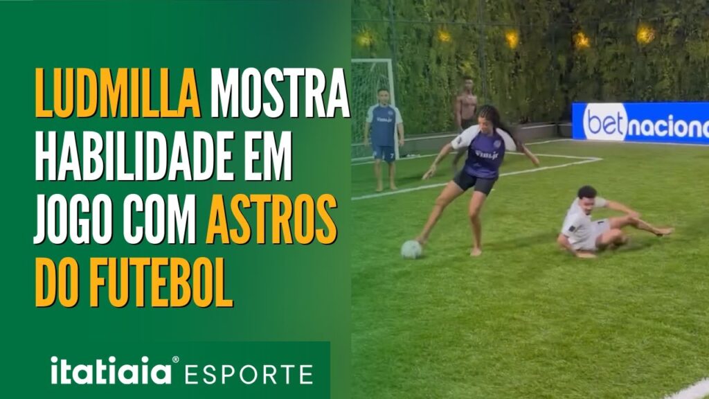 LUDMILLA BATE BOLA COM VINI JR E RODRYGO E MOSTRA HABILIDADE NO FUTEBOL