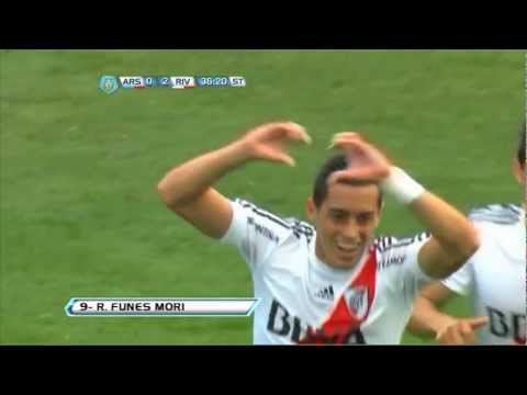 Gol Rogelio Funes Mori. Arsenal 0 River 3. Torneo Inicial 2012. Fecha 9. Fútbol para Todos.