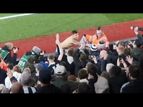Bruno Guimarães Celebrates With Newcastle Fans At Full Time! Southampton 1-2 Newcastle
