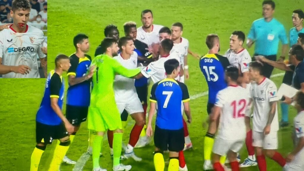 Tottenham and Sevilla Players fight - Erik Lamela, Son and Richarlison