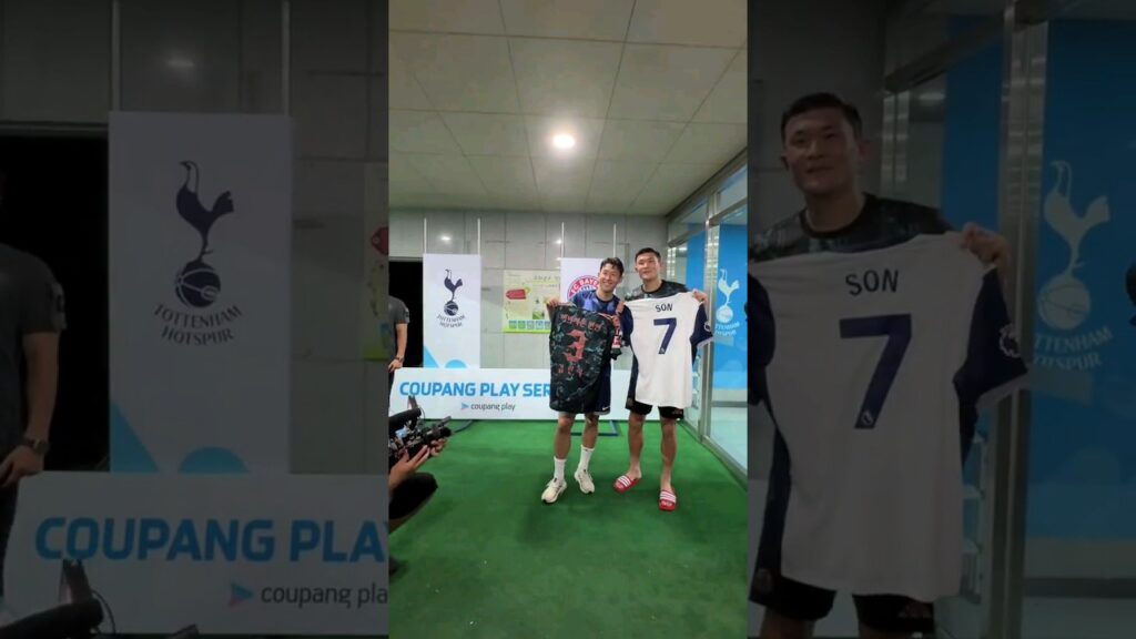 THE SHIRT SWAP: HEUNG-MIN SON AND KIM MIN-JAE: Bayern Munich v Tottenham: Seoul, South Korea
