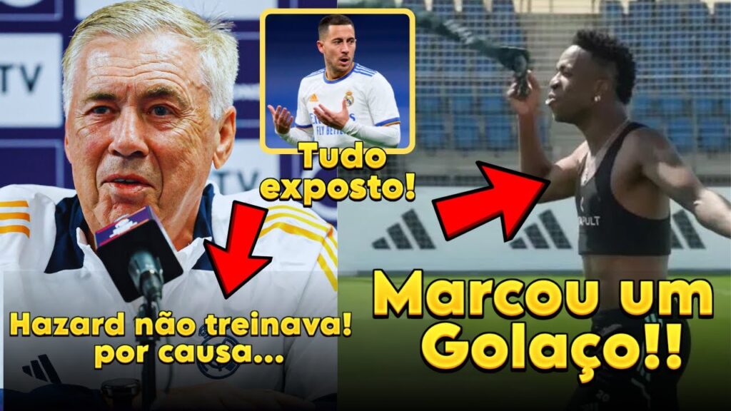 Vini Jr Marca Golaço! 🚨AncelottiFala Sobre Hazard Não Gostar de Treinar! fácil, no futebol