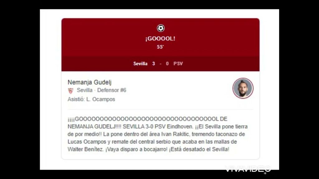 Gol de Nemanja Gudelj  Sevilla 3-0 Sevilla