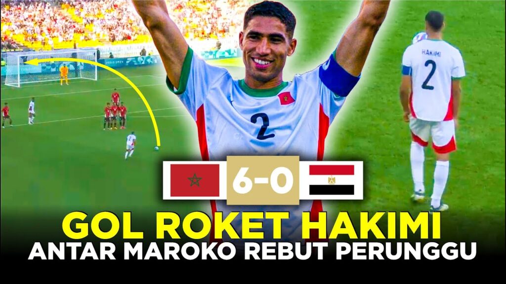 MOMEN ACHRAF HAKIMI BIKIN GOL ROKET ANTAR MAROKO CATAT SEJARAH REBUT MEDALI PERUNGGU OLIMPIADE PARIS