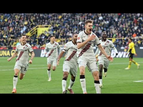 Bayer Leverkusen fans celebrate after Josip Stanišić goal vs Dortmund (21st April, 2024)⚽️⚽️⚽️