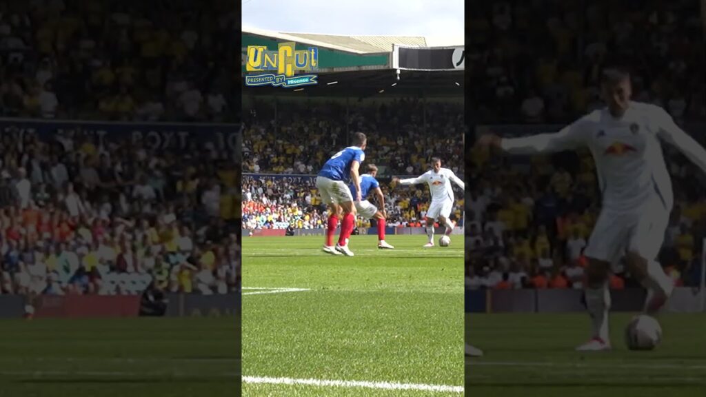 Pitchside cam of Brenden Aaronson's late equaliser #lufc