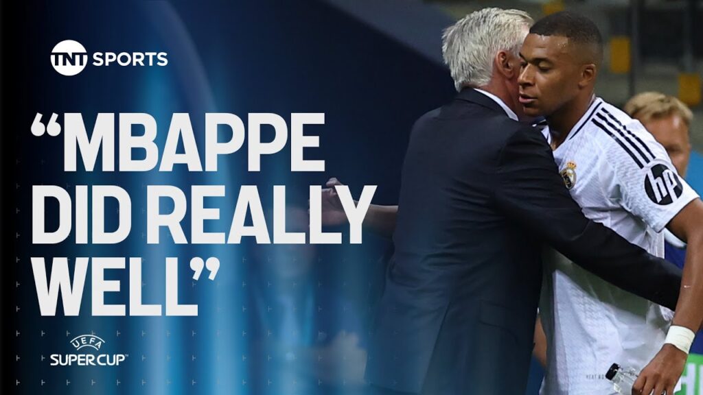 Carlo Ancelotti reacts after Real Madrid beat Atalanta to win UEFA Super Cup ⚪