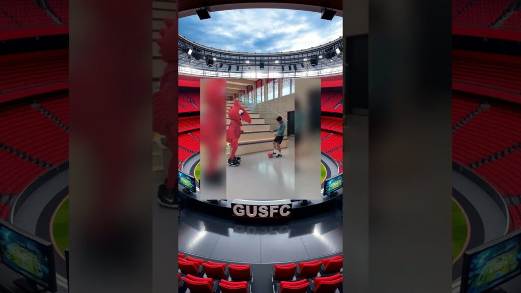 Liverpool mascot alongside Wataru Endo engaged in pass training!