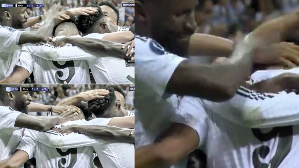 Antonio Rüdiger slapping Kylian Mbappé on the head while celebrating his debut goal 😂