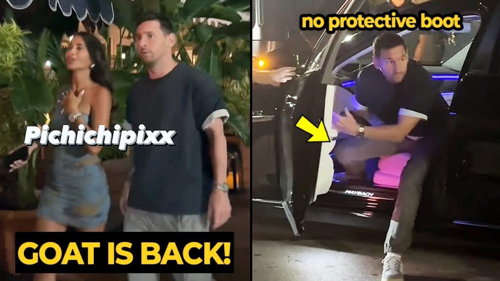 MESSI and Antonella dinner in Miami last night and Messi was seen without protective boot