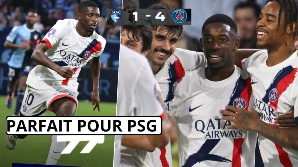 PSG COMMENCE BIEN AVEC UNE BELLE VICTOIRE 4:1 FACE HAC. DEMBELE ,BARCOLA ET KOLO MUANI BUTEUR...