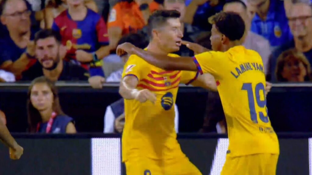 Robert Lewandowski Goal vs Valencia, Lamine Yamal assist Robert Lewandowski, Barcelona vs Valencia