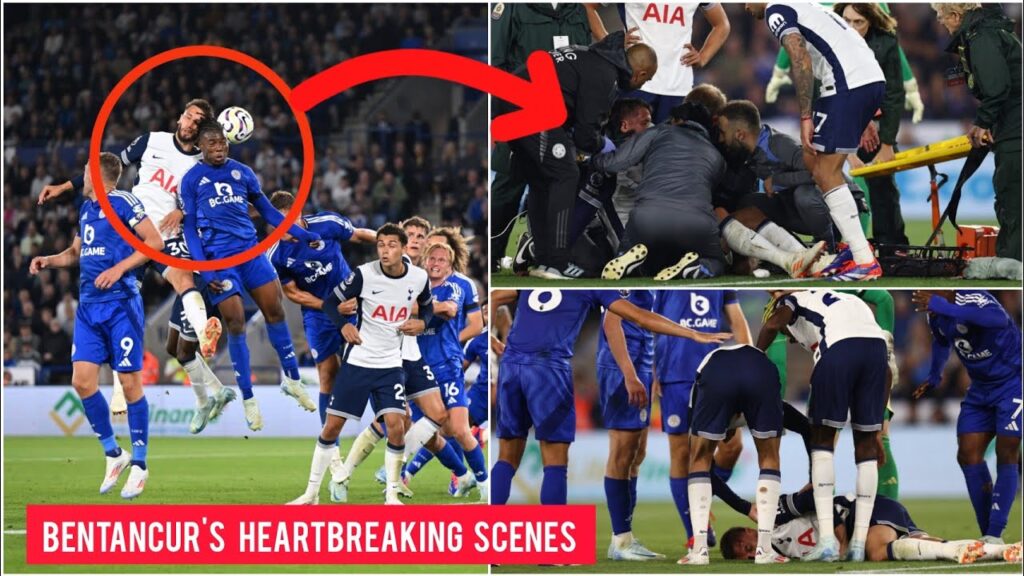Tottenham's midfielder Rodrigo Bentancur suffers horrific head injury & is taken off on a stretcher
