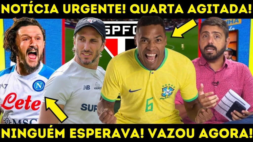 🚨BOMBA URGENTE! VAZOU AGORA! IMPRENSA FICOU CHOCADA! ALEX SANDRO VEM! NOTÍCIAS DO SÃO PAULO FC