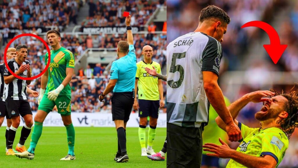 ⚫ Fabian Schär Received A Red Card After  Hitting Southampton player in his head 😱