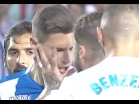Sergio Ramos vs Fabian Schar FIGHT yellow Card Deportivo vs Real Madrid goals La Liga 8/20/2017