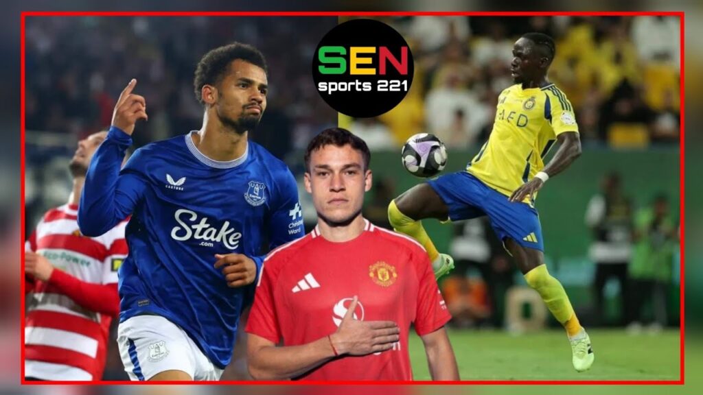 Iliman Ndiaye, buteur pour la première fois avec Everton. Sur une belle percée dans la défense de...