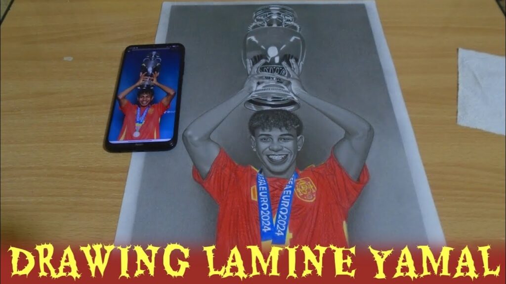 DRAWING LAMINE YAMAL LIFTING THE EURO 2024 TROPHY