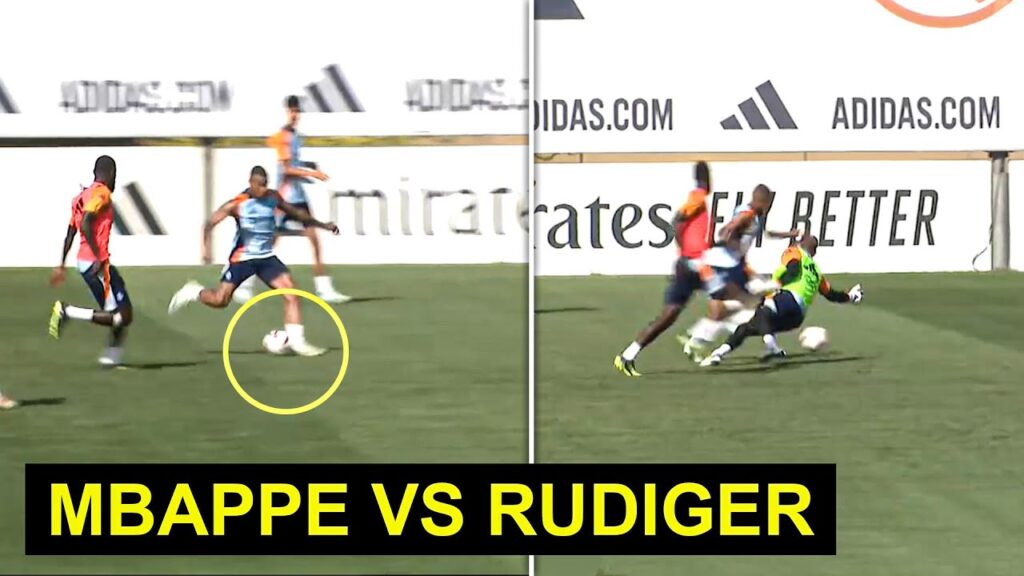 Mbappé vs Antonio Rüdiger in Real Madrid Final Training Session ahead of Real Madrid vs Las Palmas