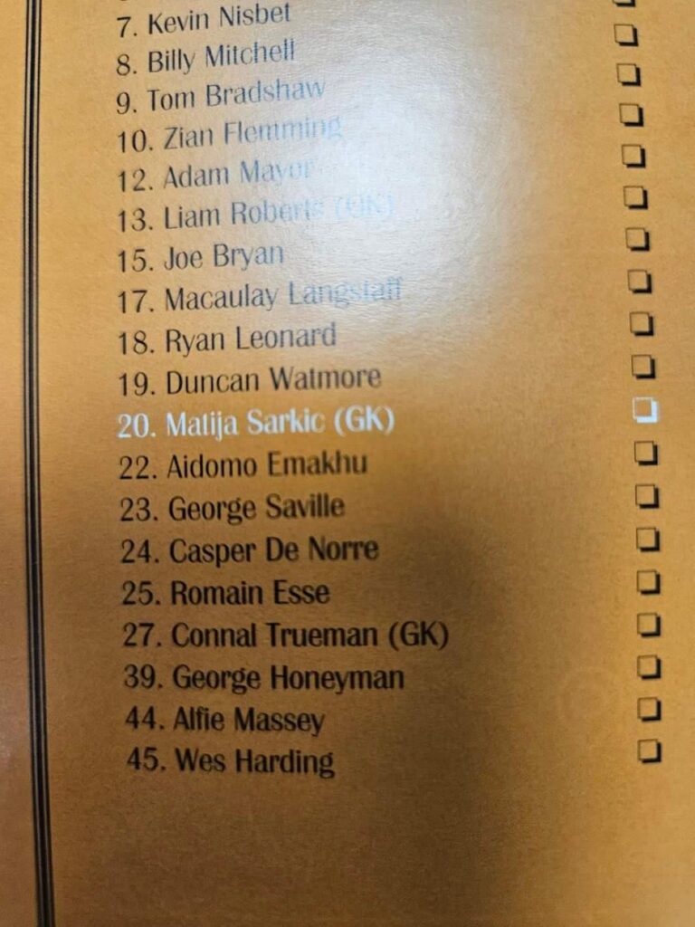 As a mark of respect Hull's matchday programme included deceased Millwall keeper, Matija Sarkic, in the Lion's squad