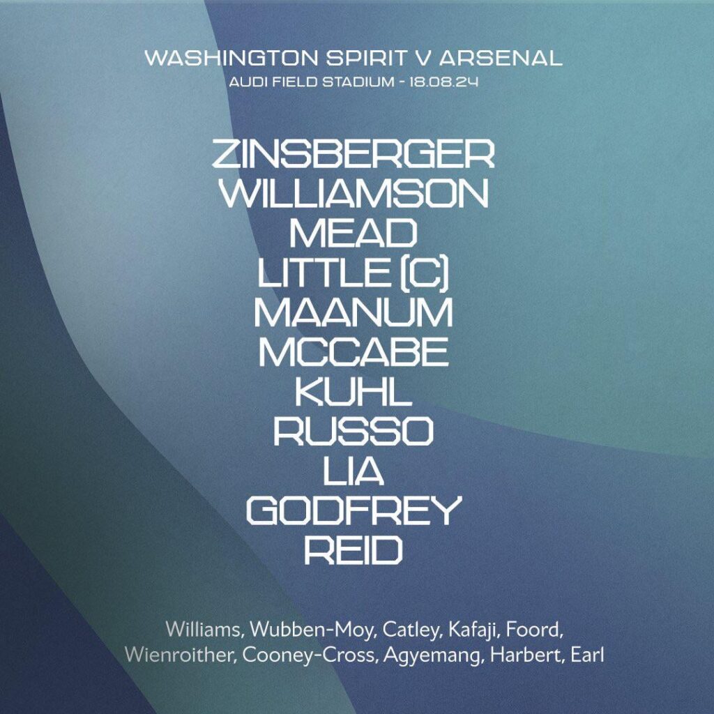 Lineup for tonight’s friendly v Washington Spirit