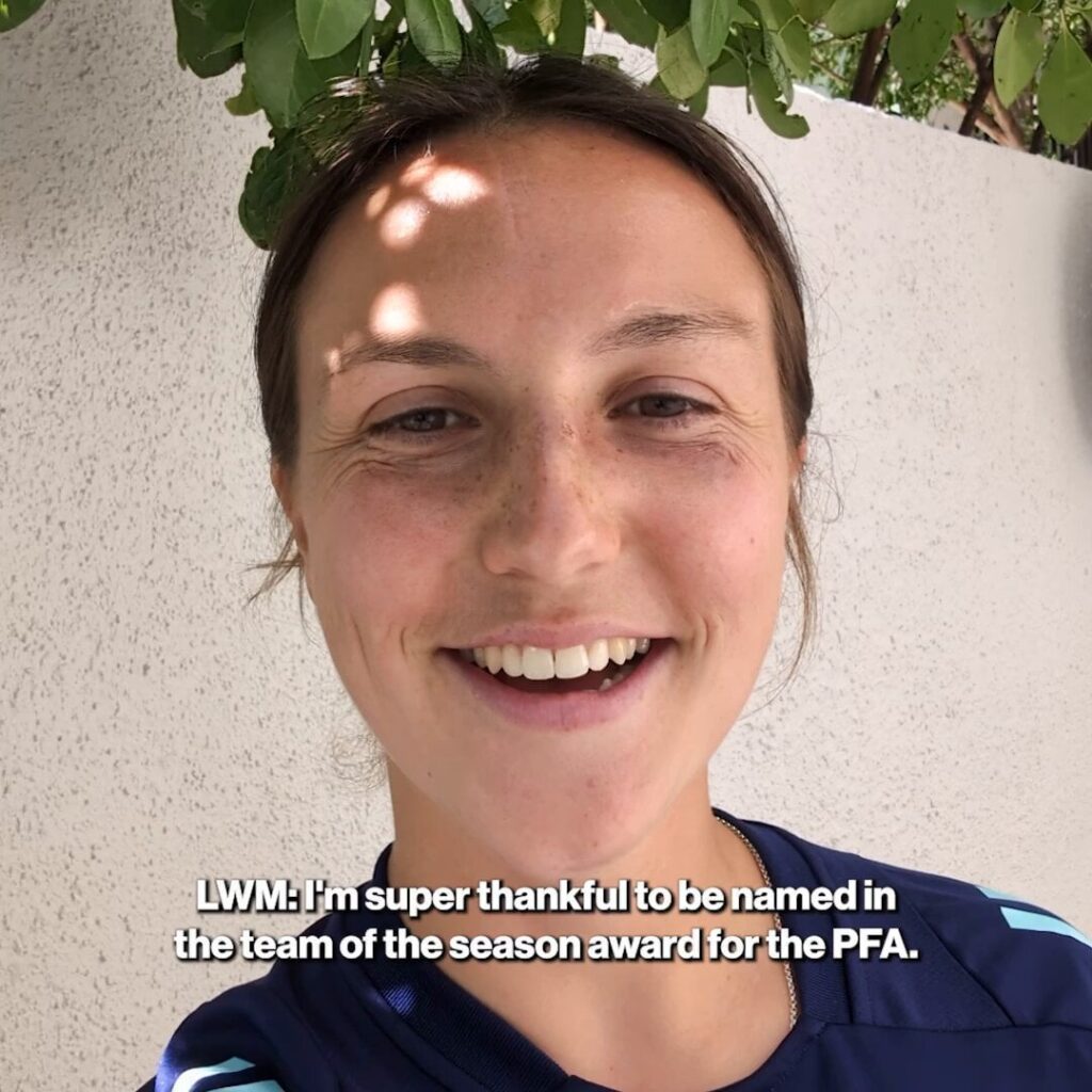 Lotte Wubben-Moy checking in after the PFA awards