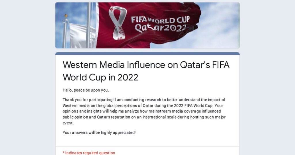 Western Media Influence on Qatar's FIFA World Cup in 2022 Survey