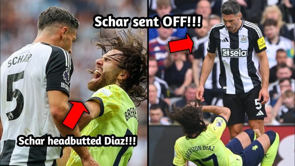 Newcastle's Fabian Schar Sent Off For Headbutting | Newcastle 1-0 Southampton