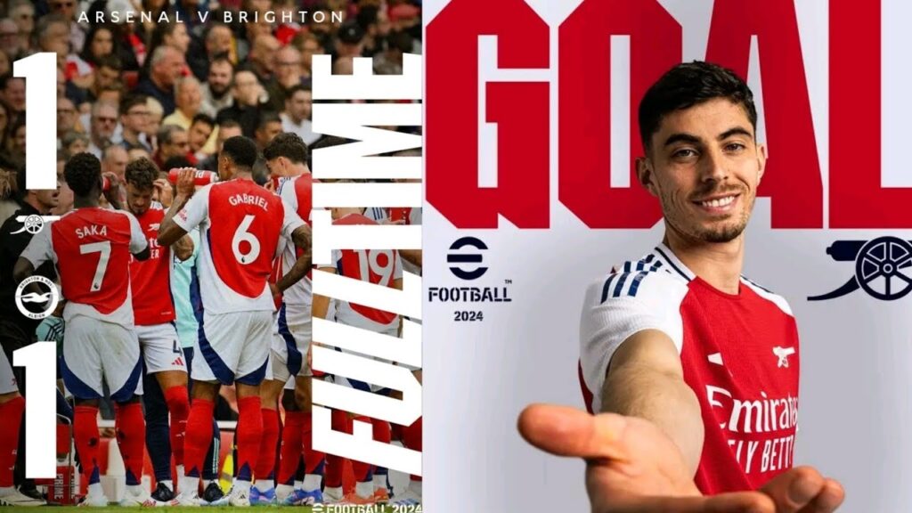 Kai Havertz goal  against brighton | Arsenal 1-1 Brighton highlights & Goals today